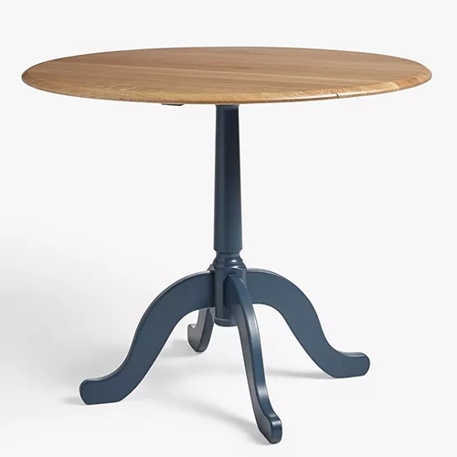 Clayton 2-4 Seater Drop Leaf Dining Table, FSC-Certified (Oak), Blue