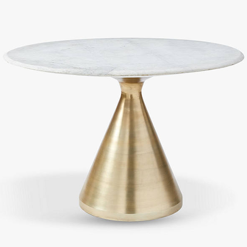 west elm Silhouette Marble 4 Seater Pedestal Dining Table, Bronze
