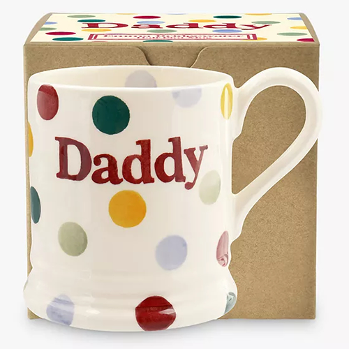 . Emma Bridgewater Polka Dot 'Daddy' Half Pint Mug, 280ml, White/Multi