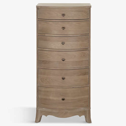 . Etienne 5 Drawer Tall Mirror Chest, Oak