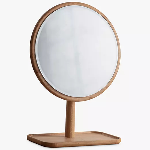. Kingham Oak Wood Dressing Table Mirror & Tray, 46cm, Natural