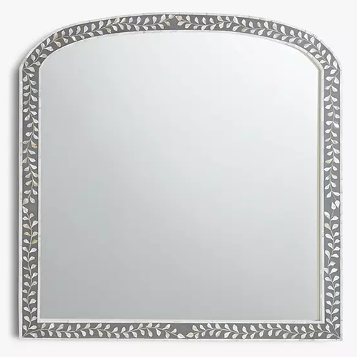 . Mother Of Pearl Overmantle Mirror, 85cm, Grey