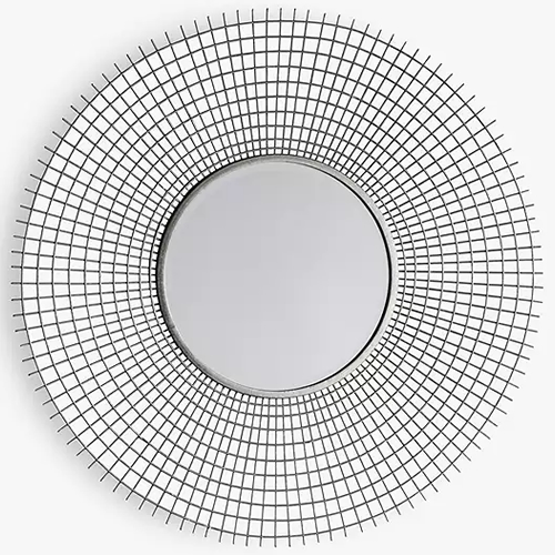 . Stafford Round Metal Frame Wall Mirror, 90cm, Silver