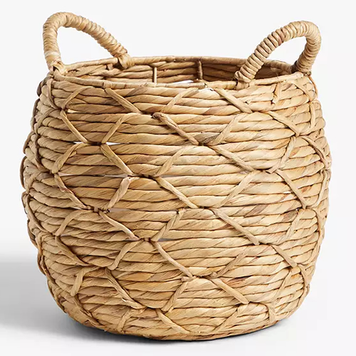 . Patterned Weave Water Hyacinth Planter