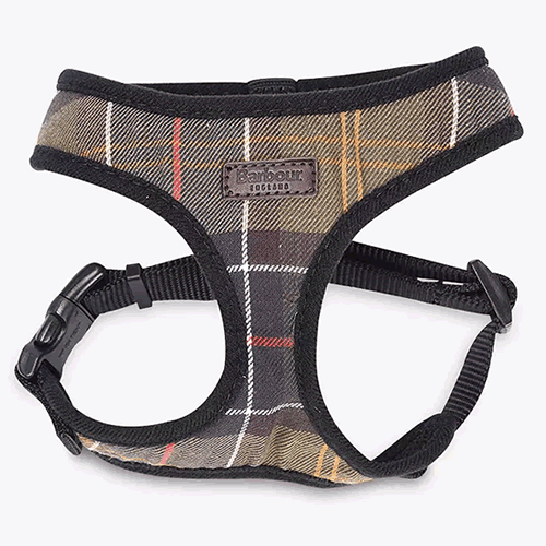 . Barbour Tartan Dog Harness, Small