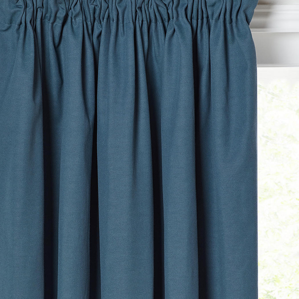 House by John Lewis Arlo Pair Lined Pencil Pleat Curtains, Blue