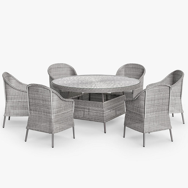 John Lewis & Partners Hoxton 6-Seat Round Garden Dining Table & Chairs Set, Grey