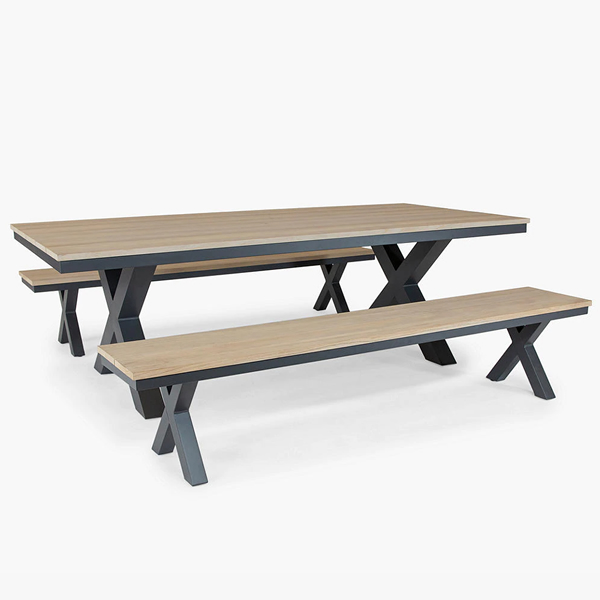 KETTLER Elba Garden Picnic Dining Table & Chairs Set, FSC-Certified (Teak Wood), Anthracite/Teak