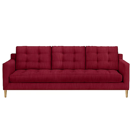. Draper Grand 4 Seater Sofa, Light Leg, Saga GreyRelaxed Linen Berry Red
