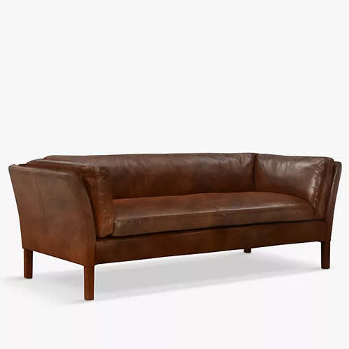 . Halo Groucho Medium 2 Seater Leather Sofa, Dark Leg, London Leather