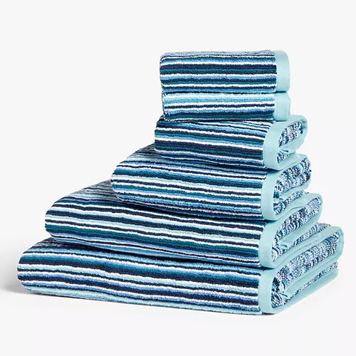 . Stripe Face Cloth, Guest, Hand, Bath Towels, Bath Sheet, Bright Blue