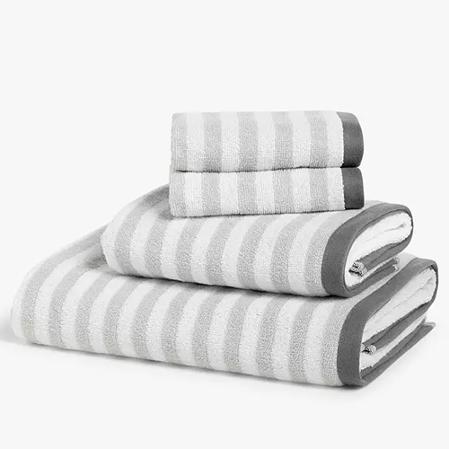 Stripe Towel with Edge Detail Yellow Face Cloth Bath Hand