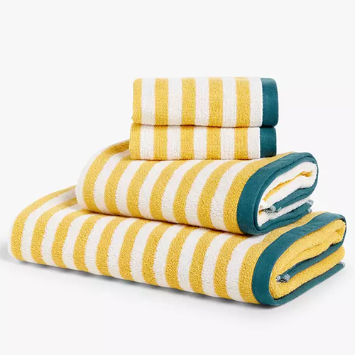 . Stripe Towel with Edge Detail, Yellow, Face Cloth, Bath, Hand, Guest Towel, Bath Sheet Yellow