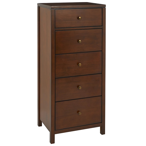 . Medan 5 Drawer Tallboy Chest, Dark Wood