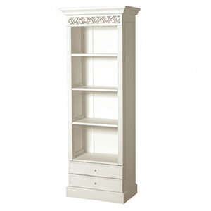 French Shabby Chic Belgravia White Painted Narrow Bookcase With 2 Drawers
