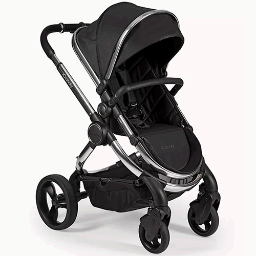 iCandy Peach Chrome Pushchair and Carrycot, Black Twill