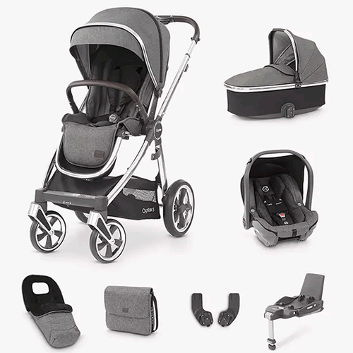 Oyster 3 Luxury 7 Piece Pushchair and Carrycot Bundle, Mercury Mirror