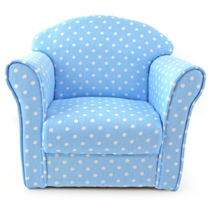 Childrens Toddler Blue & White Armchair in Polka Dot / Spotty Fabric