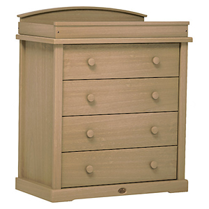 Classic Four Drawer Dresser with Arched Changing Tray, Almond, by Boori