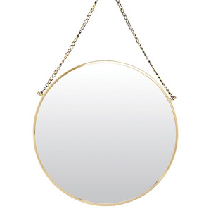House Doctor Bolina Round Hanging Mirror in Brass, 38cm