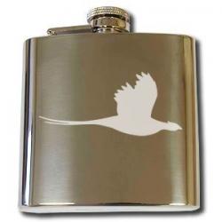 Pheasant Hip Flask ~ Stainless Steel ~ Gold / Brass Colour