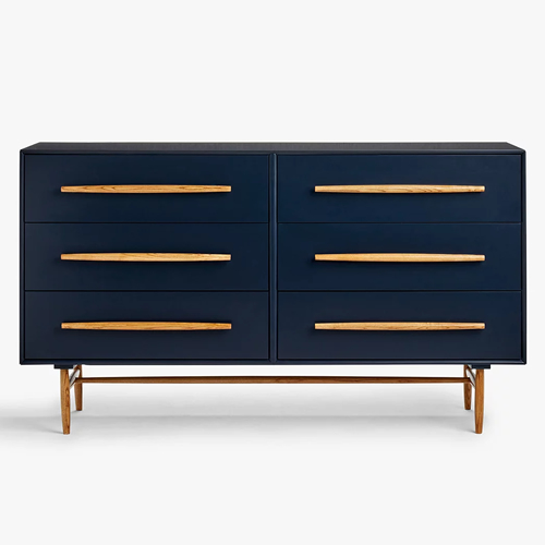 . Mid-Century Sweep 6 Drawer Chest, FSC Certified (Ash), Blue