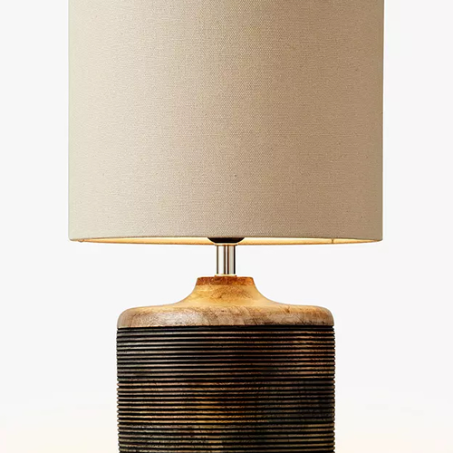 Ira Ribbed Wooden Table Lamp, Brown