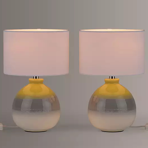 Martha Ceramic Table Lamps, Set of 2, Sulphur