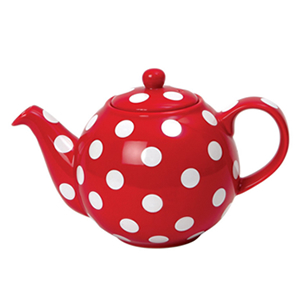 Globe Teapot Red with White Spots 6 Cup