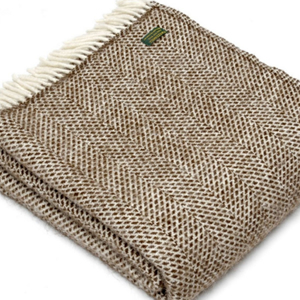 Wool Throw in Chocolate Brown, Understated Beehive Pattern / Blanket