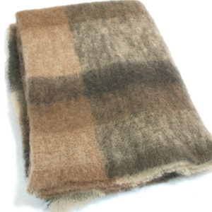 Mohair Blanket / Throw ~ Tan Stripe  ~ Made in Ireland
