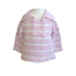 Pink Stripe Knitted Pram Coat By Powell Craft