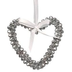 Hanging Christmas Decorations ~ Silver Pretty Jingle Bell Heart