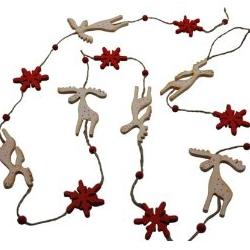Hanging Christmas Decorations ~ Wooden Scandinavian Reindeer & Snowflake Garland