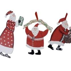 Hanging Christmas Decorations ~  Wooden Santa x3 by Birchcraft