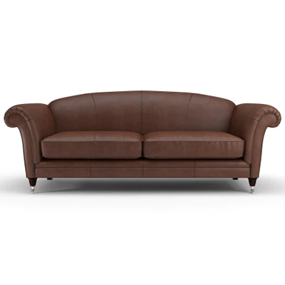 Elegant Vintage Period Look Leather Sofa with Feet in Brown Vintage or Heritage Leather, Light and Dark Brown