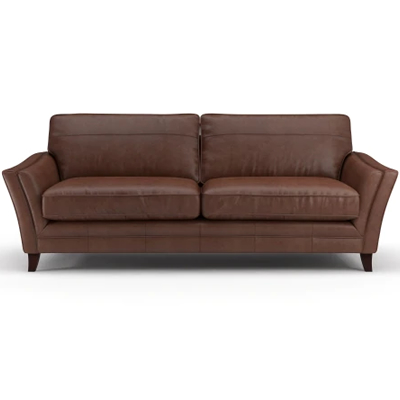 Large Period Feel Leather Sofa in Brown Vintage or Heritage Leather, Light and Dark Brown
