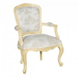 Coach House Valbonne  French Cream Painted Carved Armchair