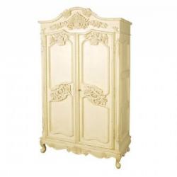 Coach House Valbonne  French Cream Painted Carved 2 Door Armoire