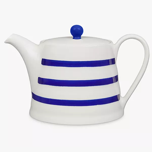 . Harbour Striped 4 Cup Teapot, White/Blue, 1.1L