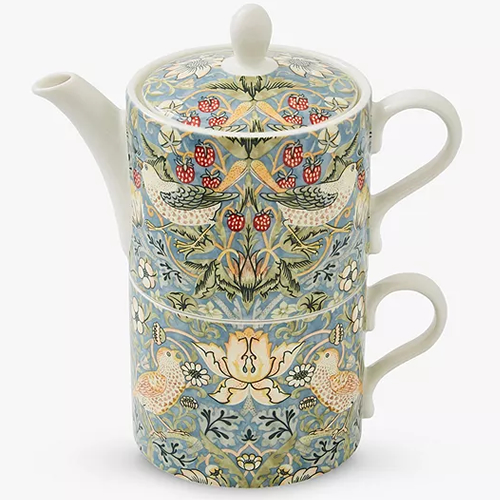 . Morris & Co. Spode Strawberry Thief Tea-For-One Teapot, 280ml, Blue / Multi