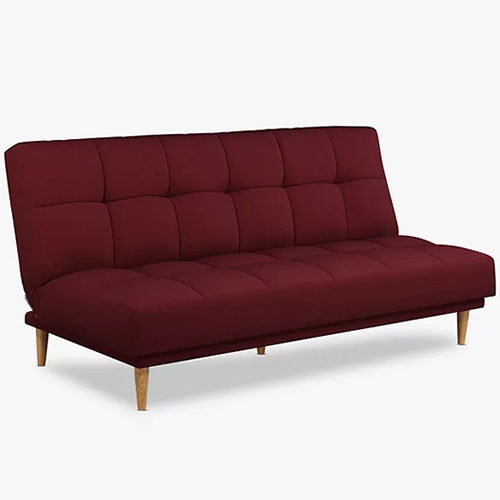 Linear Medium 2 Seater Sofa Bed, Light Leg, Relaxed Linen Berry