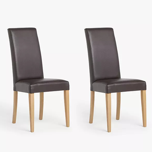 Slender Faux Leather Dining Chairs, Set of 2, Chocolate
