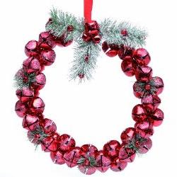 Red Sleigh Bells Christmas Wreath