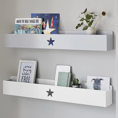 . Great Little Trading Co Star Book Ledge Shelf, White