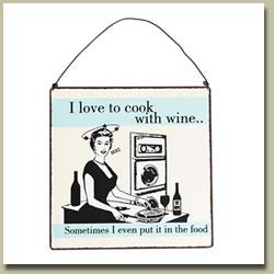 'I Love To Cook' Metal Wall Sign
