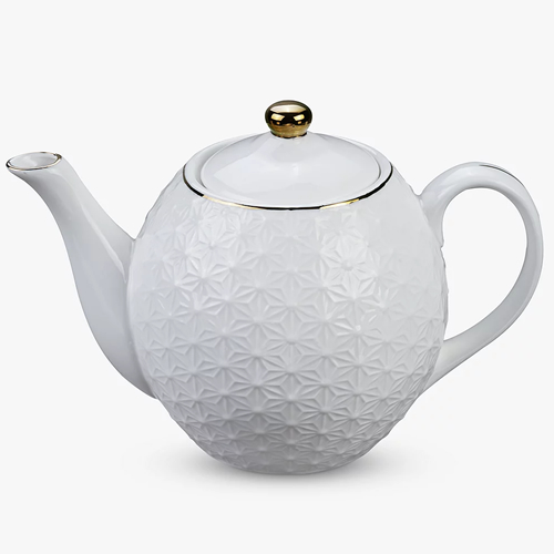 . Tokyo Design Studio Nippon White Round Teapot, 1.3L, White/Gold